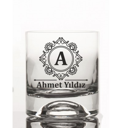 İsminize Özel Renkli Baskılı Viski Bardağı